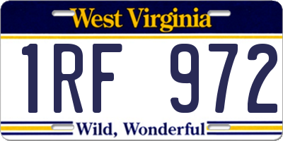 WV license plate 1RF972