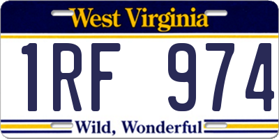WV license plate 1RF974