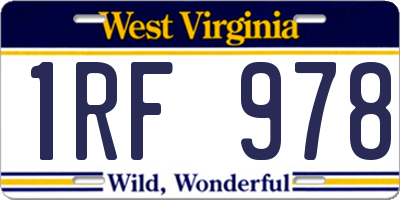 WV license plate 1RF978