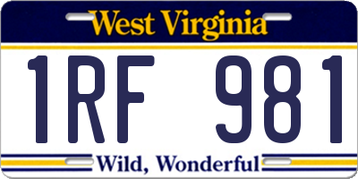 WV license plate 1RF981