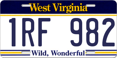 WV license plate 1RF982