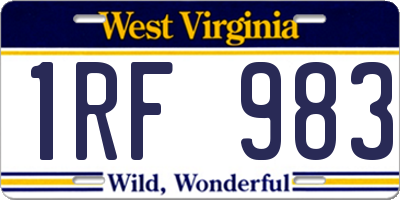 WV license plate 1RF983