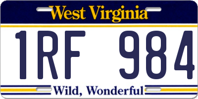 WV license plate 1RF984