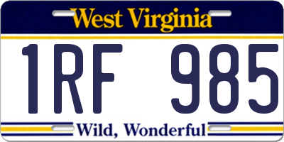 WV license plate 1RF985