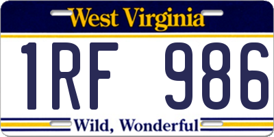 WV license plate 1RF986