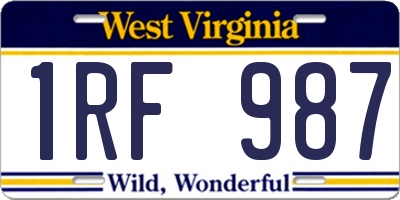 WV license plate 1RF987