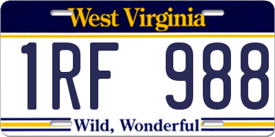 WV license plate 1RF988