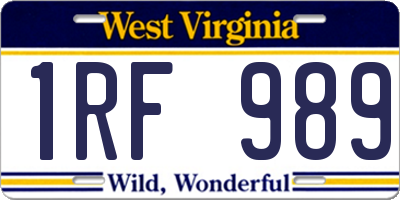 WV license plate 1RF989