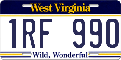 WV license plate 1RF990