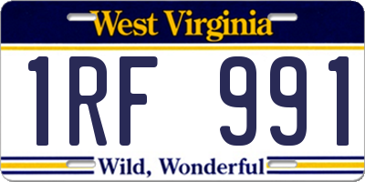 WV license plate 1RF991