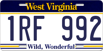 WV license plate 1RF992
