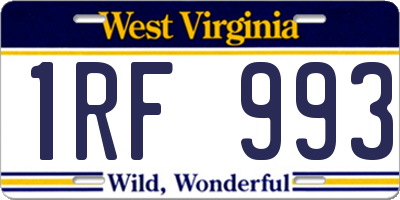WV license plate 1RF993