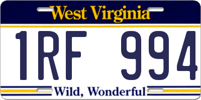 WV license plate 1RF994