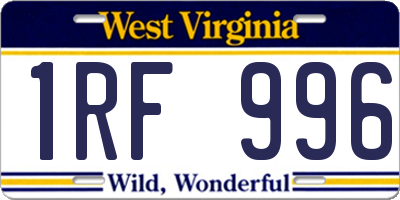WV license plate 1RF996