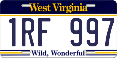 WV license plate 1RF997