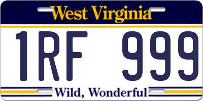 WV license plate 1RF999