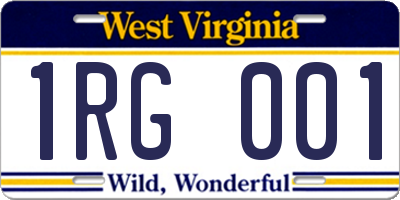 WV license plate 1RG001