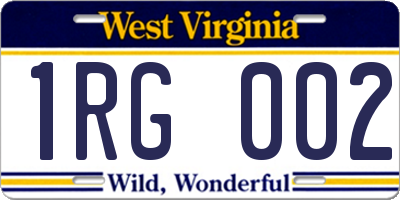WV license plate 1RG002
