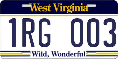 WV license plate 1RG003