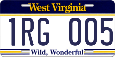 WV license plate 1RG005