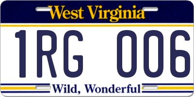 WV license plate 1RG006