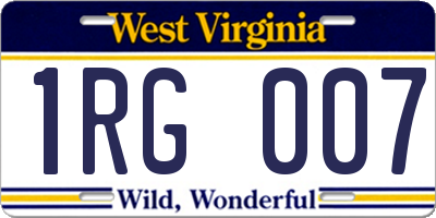 WV license plate 1RG007