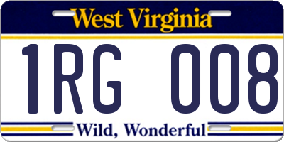 WV license plate 1RG008