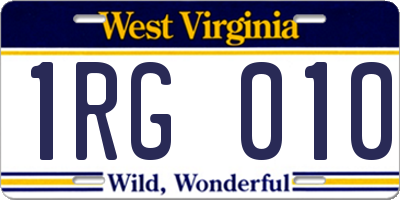 WV license plate 1RG010