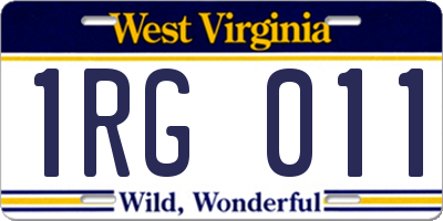 WV license plate 1RG011
