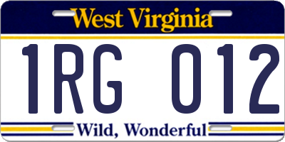 WV license plate 1RG012