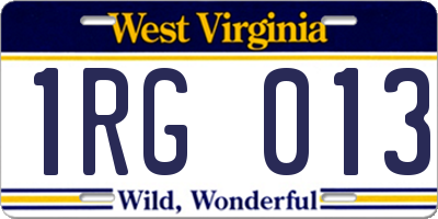 WV license plate 1RG013