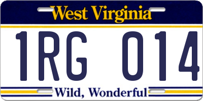 WV license plate 1RG014