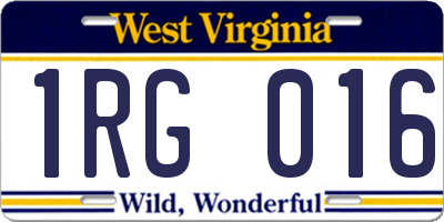 WV license plate 1RG016