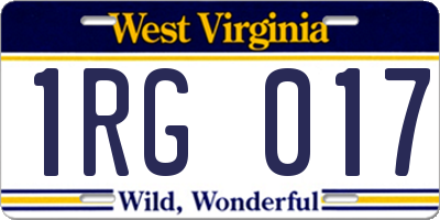 WV license plate 1RG017