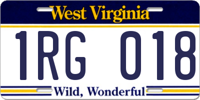 WV license plate 1RG018