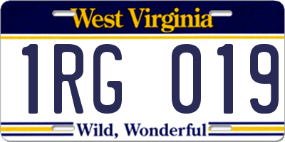 WV license plate 1RG019