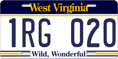 WV license plate 1RG020