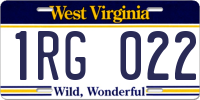 WV license plate 1RG022