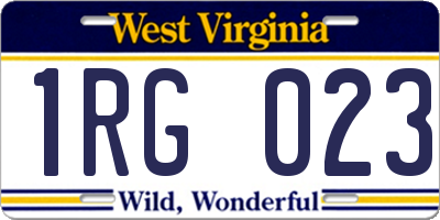 WV license plate 1RG023