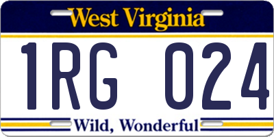 WV license plate 1RG024