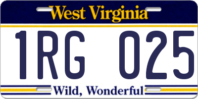 WV license plate 1RG025