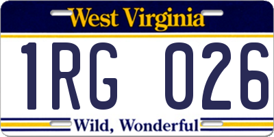 WV license plate 1RG026