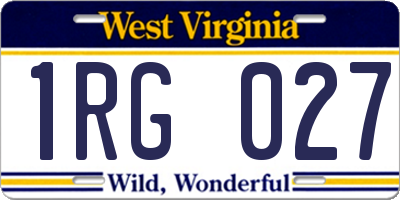 WV license plate 1RG027