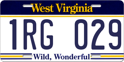 WV license plate 1RG029