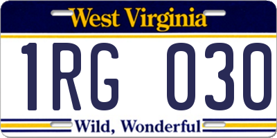 WV license plate 1RG030