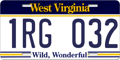WV license plate 1RG032
