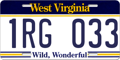 WV license plate 1RG033