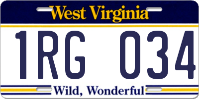 WV license plate 1RG034