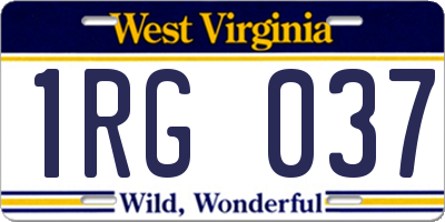 WV license plate 1RG037