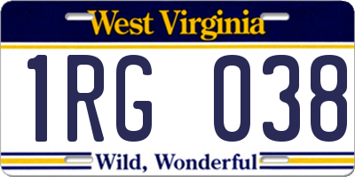 WV license plate 1RG038